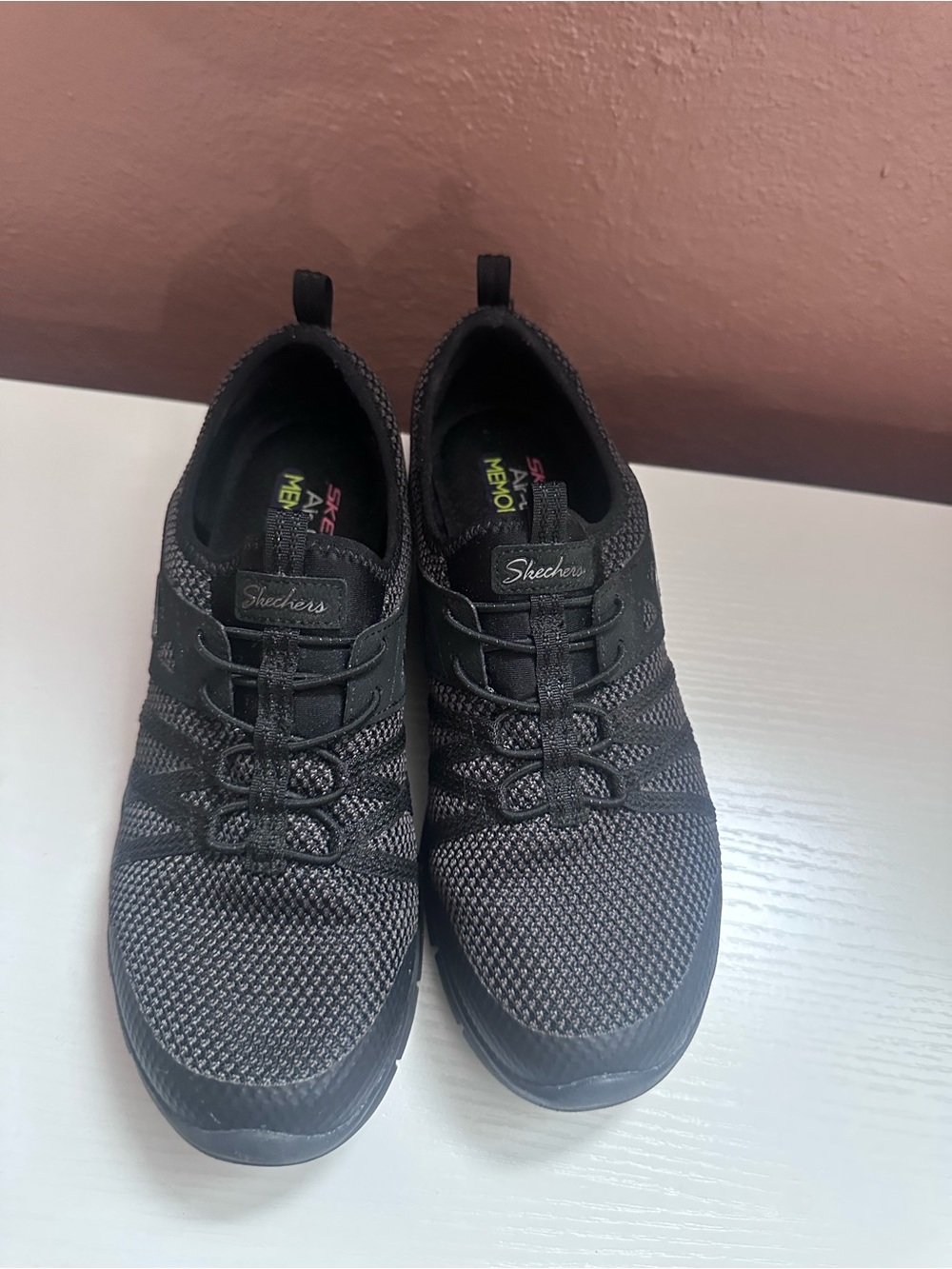 Skechers Air-Cooled Memory Foam Slip-On Sneakers Black Gray Size 6.5